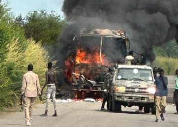 Juba – Kampala Bound Bus Torched
