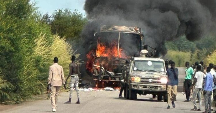 Juba – Kampala Bound Bus Torched
