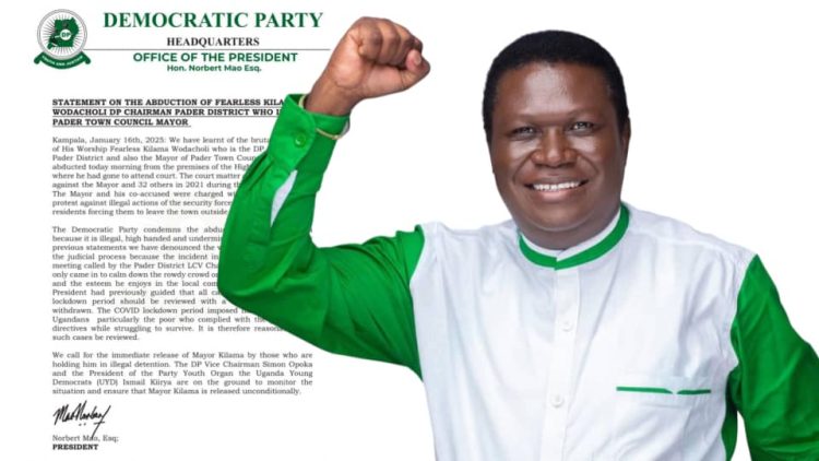 DP Condemns Abduction of Pader Mayor Kilama Wodacholi