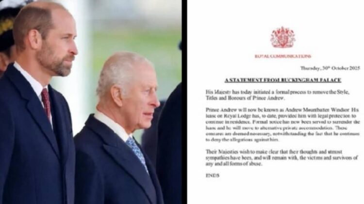 King Charles Strips Prince Andrew of Titles, Evicts Him from Royal Residence