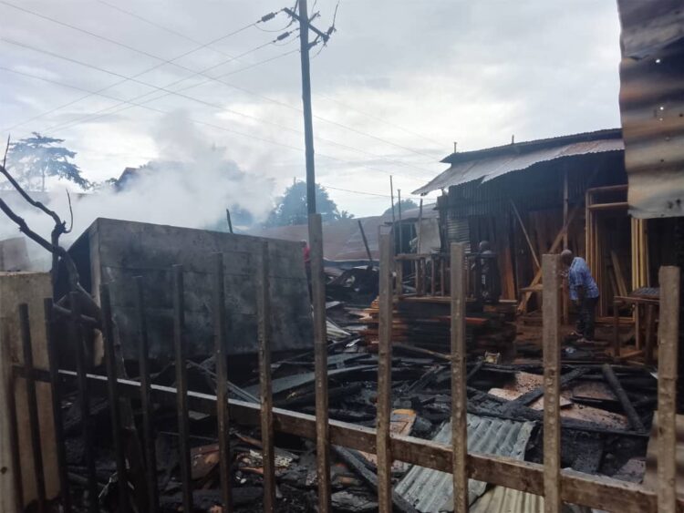Fire Guts timber building in seeta near Mogas Petro station